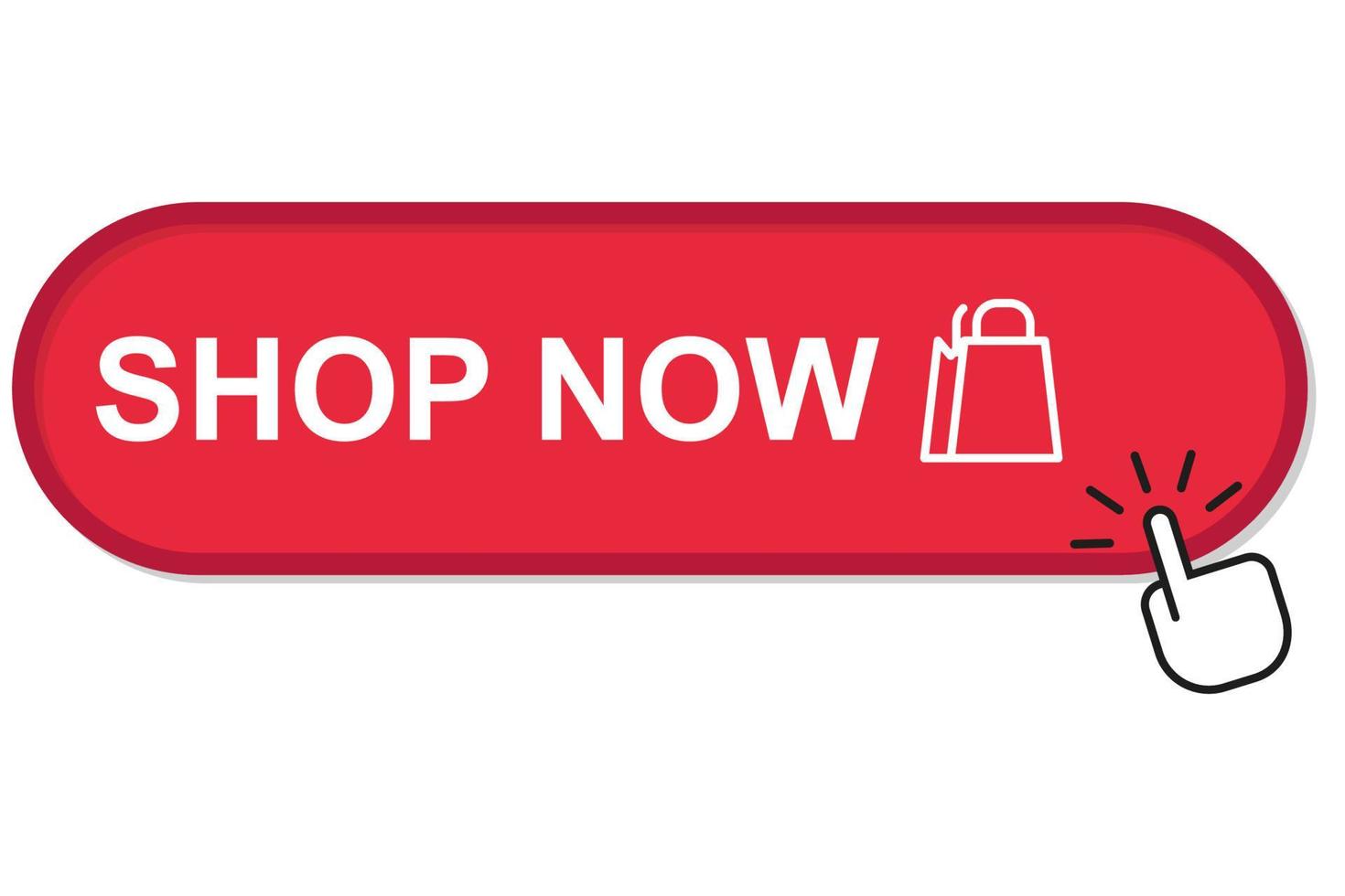 Shop now and arrow cursor. Online shop. Bag icon vector illustration