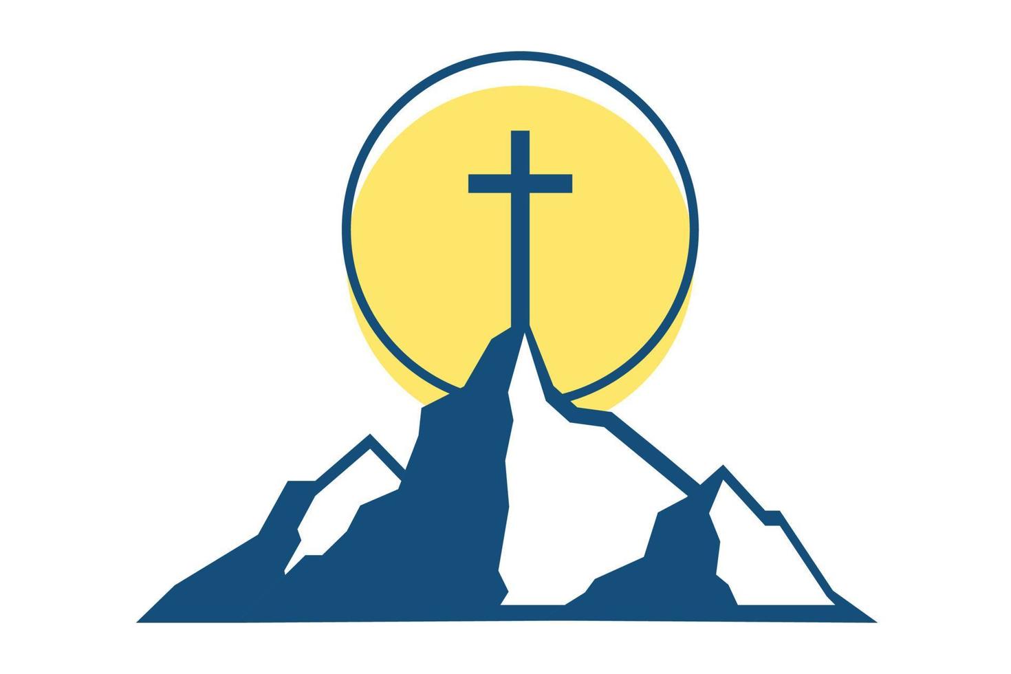 Mountain with cross. Christian logo icon vector