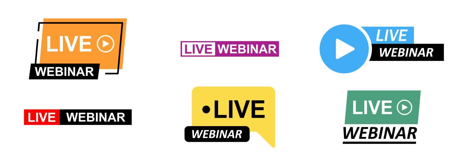 Live webinar set icons. Online study. Vector illustration