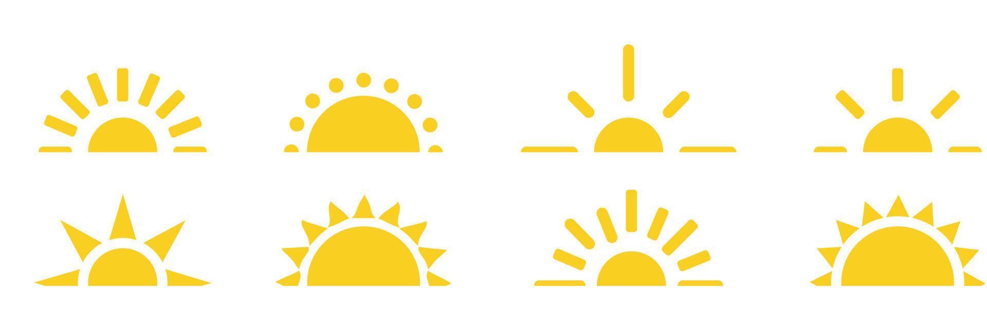 Sunset or sunrise vector set