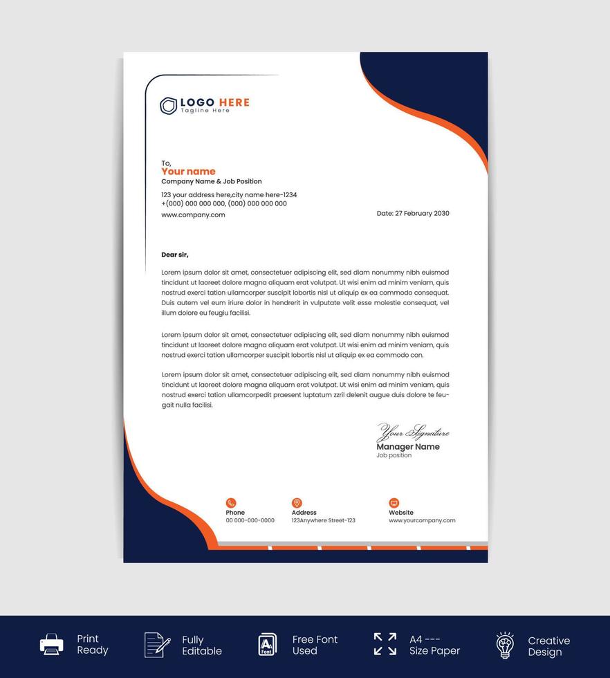 Modern corporate company business letterhead template vector design