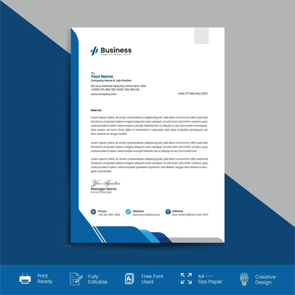 Modern corporate company business letterhead template vector design