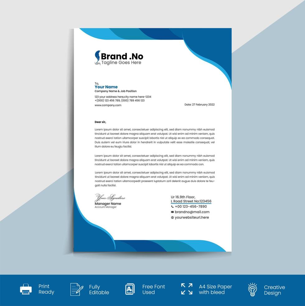 Modern corporate company business letterhead template vector design