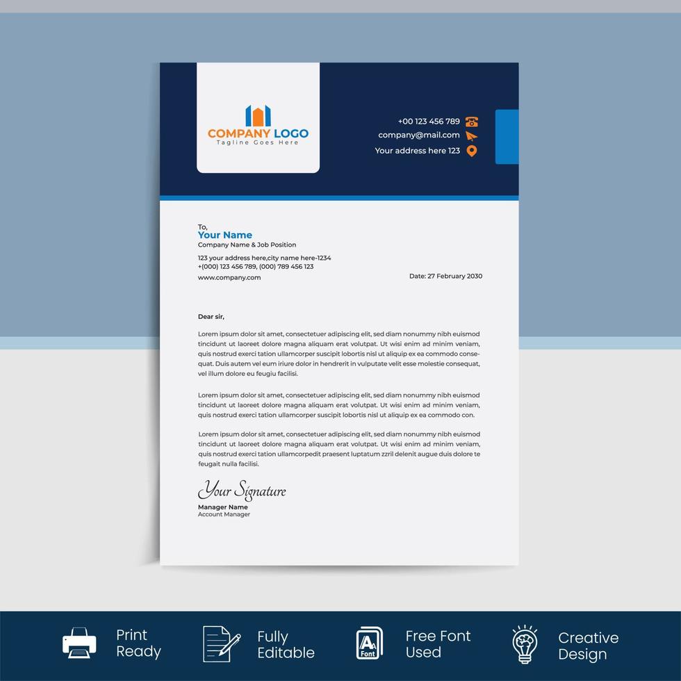 Modern corporate company business letterhead template vector design