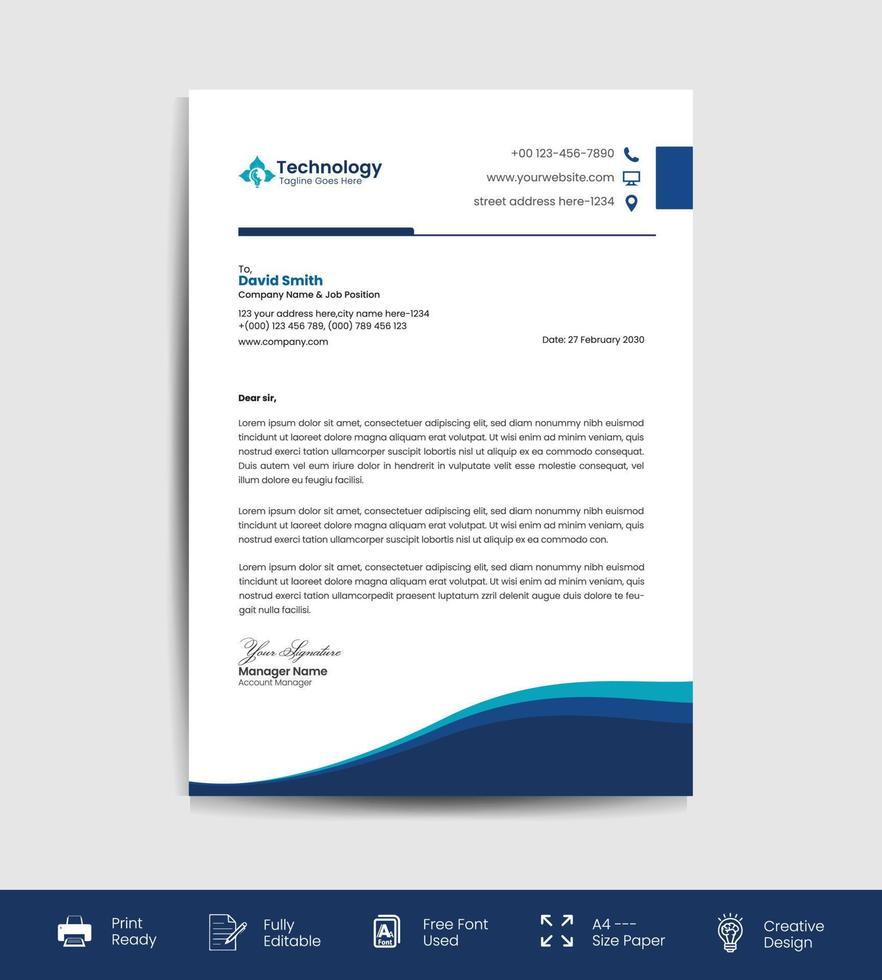 Modern corporate company business letterhead template vector design