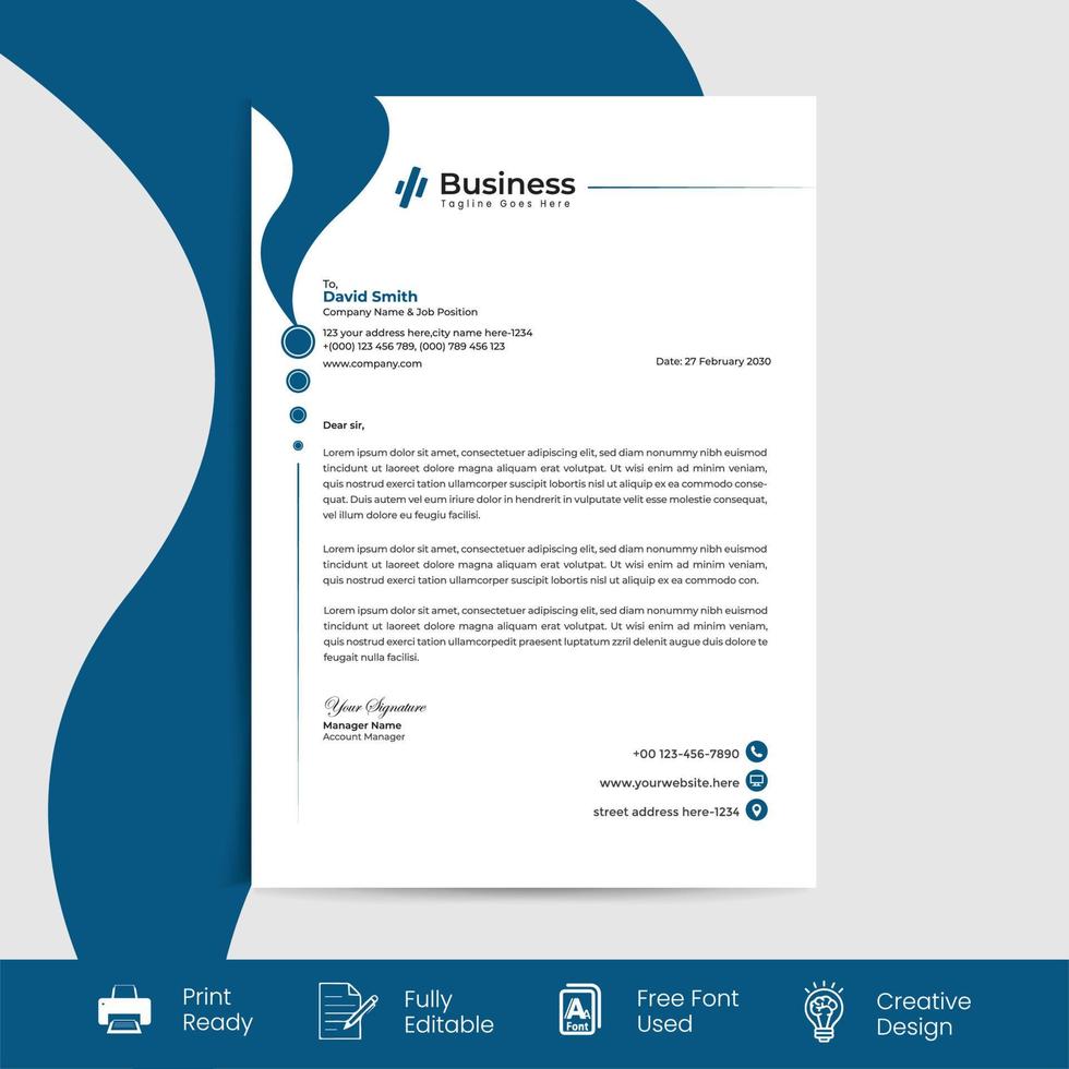 Modern corporate company business letterhead template vector design