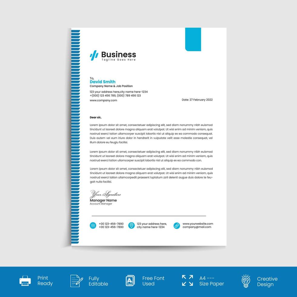 Modern corporate company business letterhead template vector design