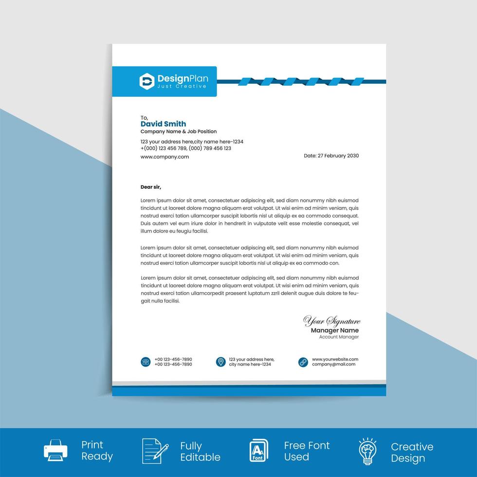 Modern corporate company business letterhead template vector design