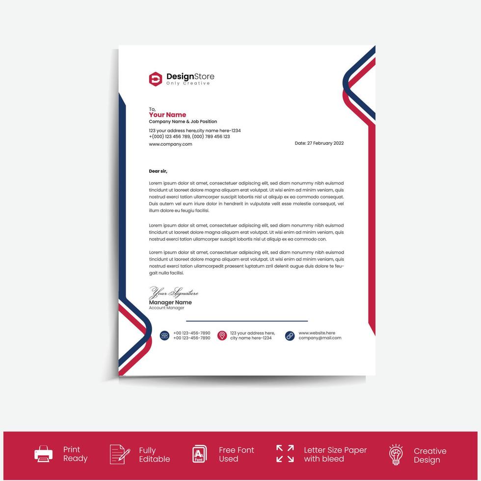 Modern corporate company business letterhead template vector design