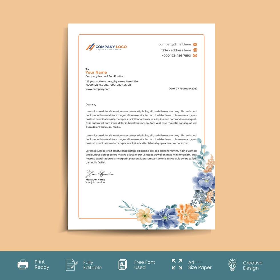 Modern corporate company business letterhead template vector design