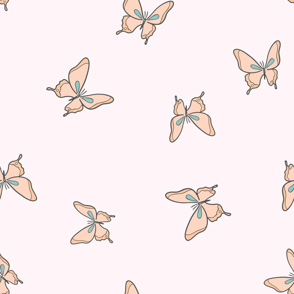 Orange butterfly vector pattern background.