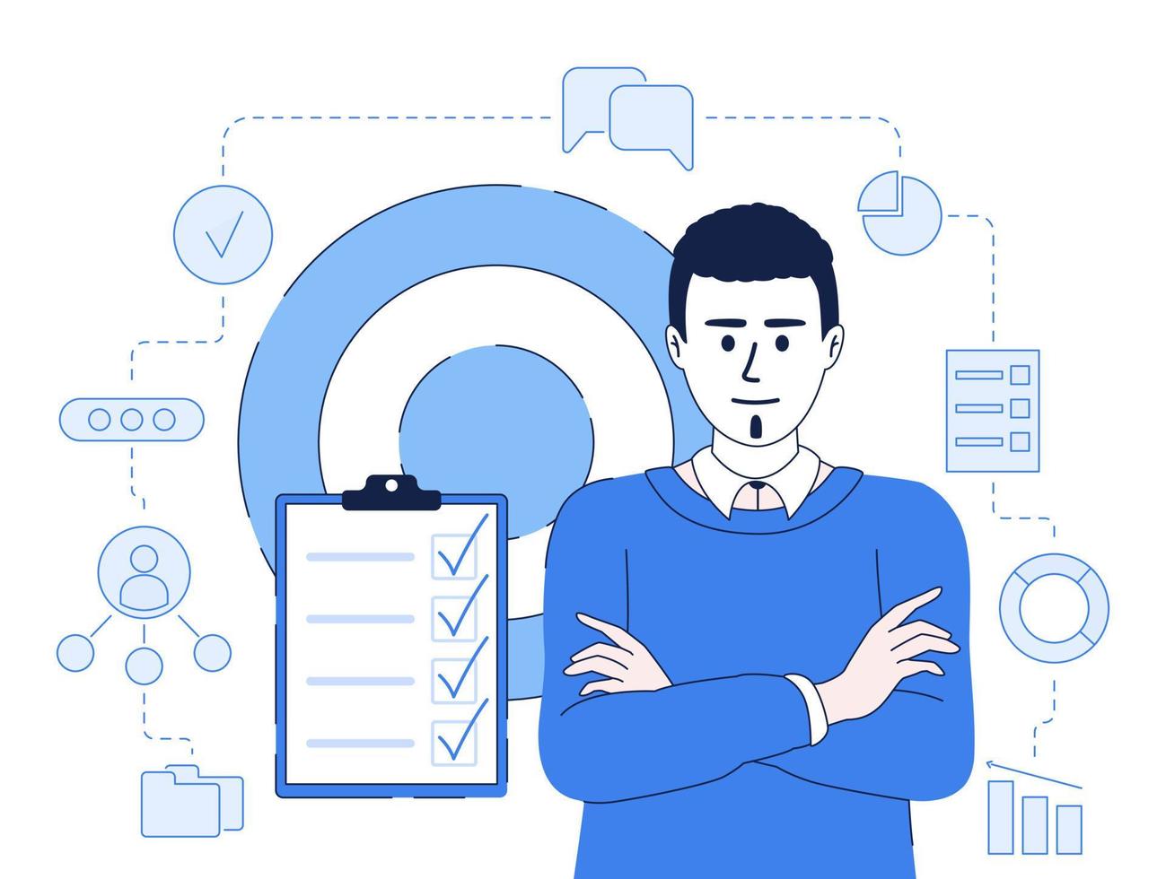 Corporate employee flat concept vector illustration. Career promotion. Editable 2D cartoon character on white for web design. Business creative idea for website, mobile, presentation