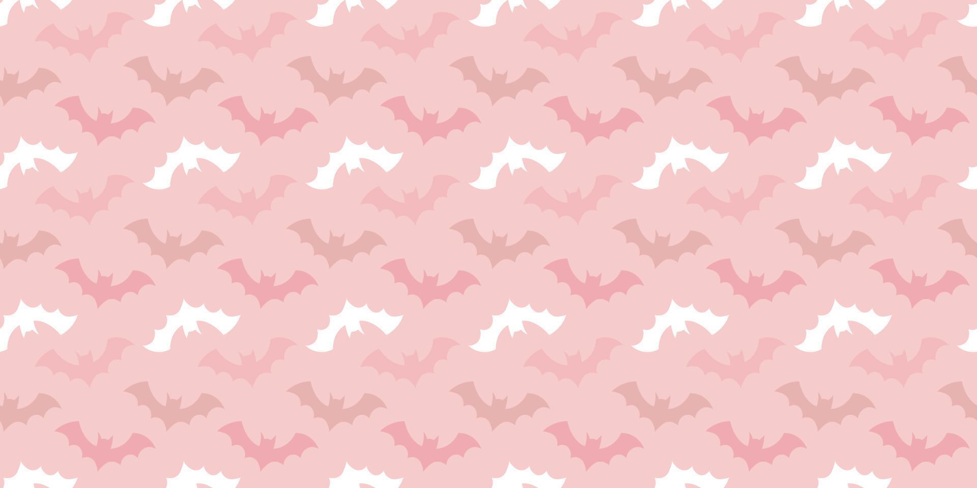 Halloween bat seamless repeat pattern pink background. vector