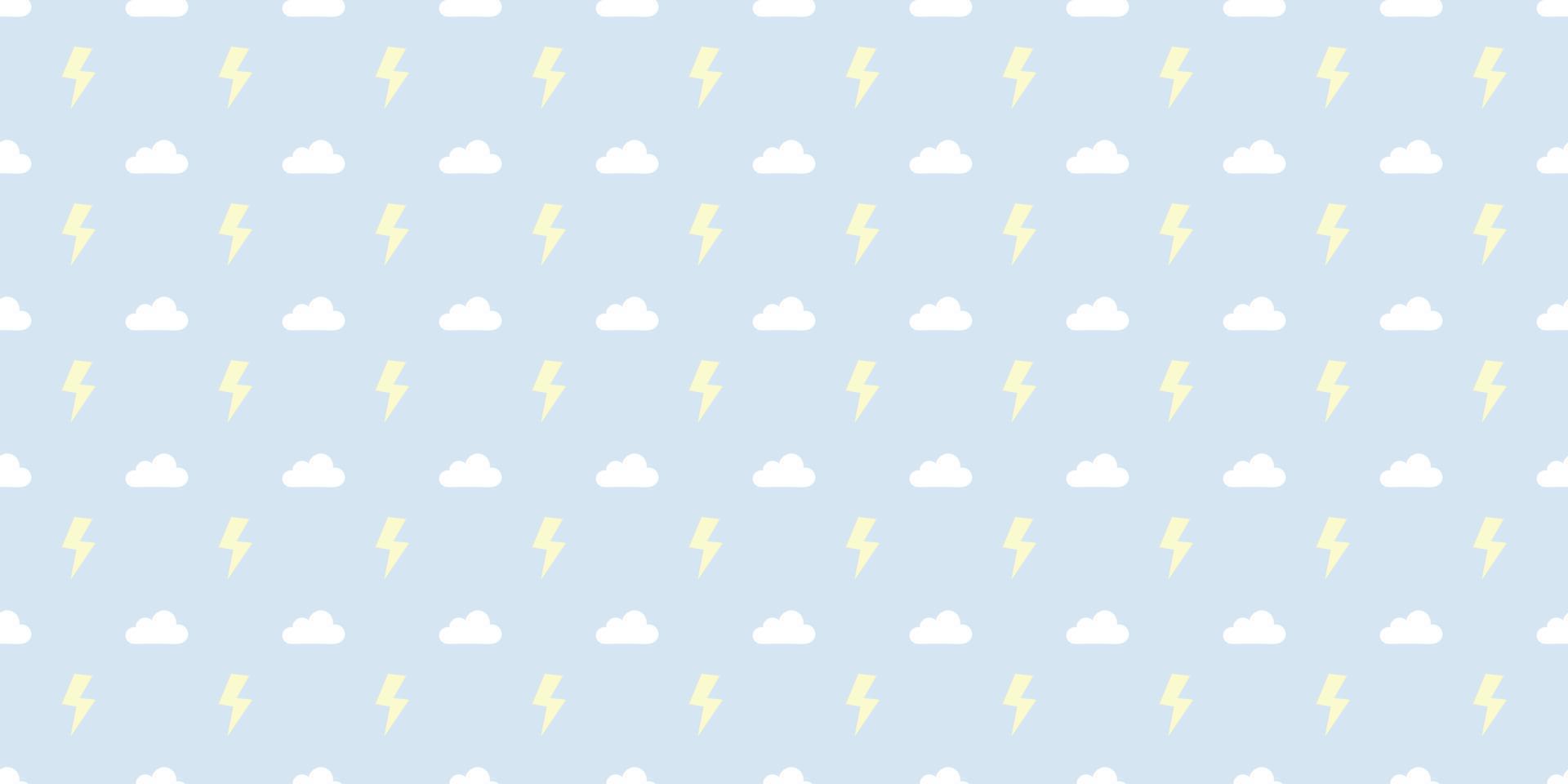 Storm, sky with clouds and thunder seamless repeat pattern vector background