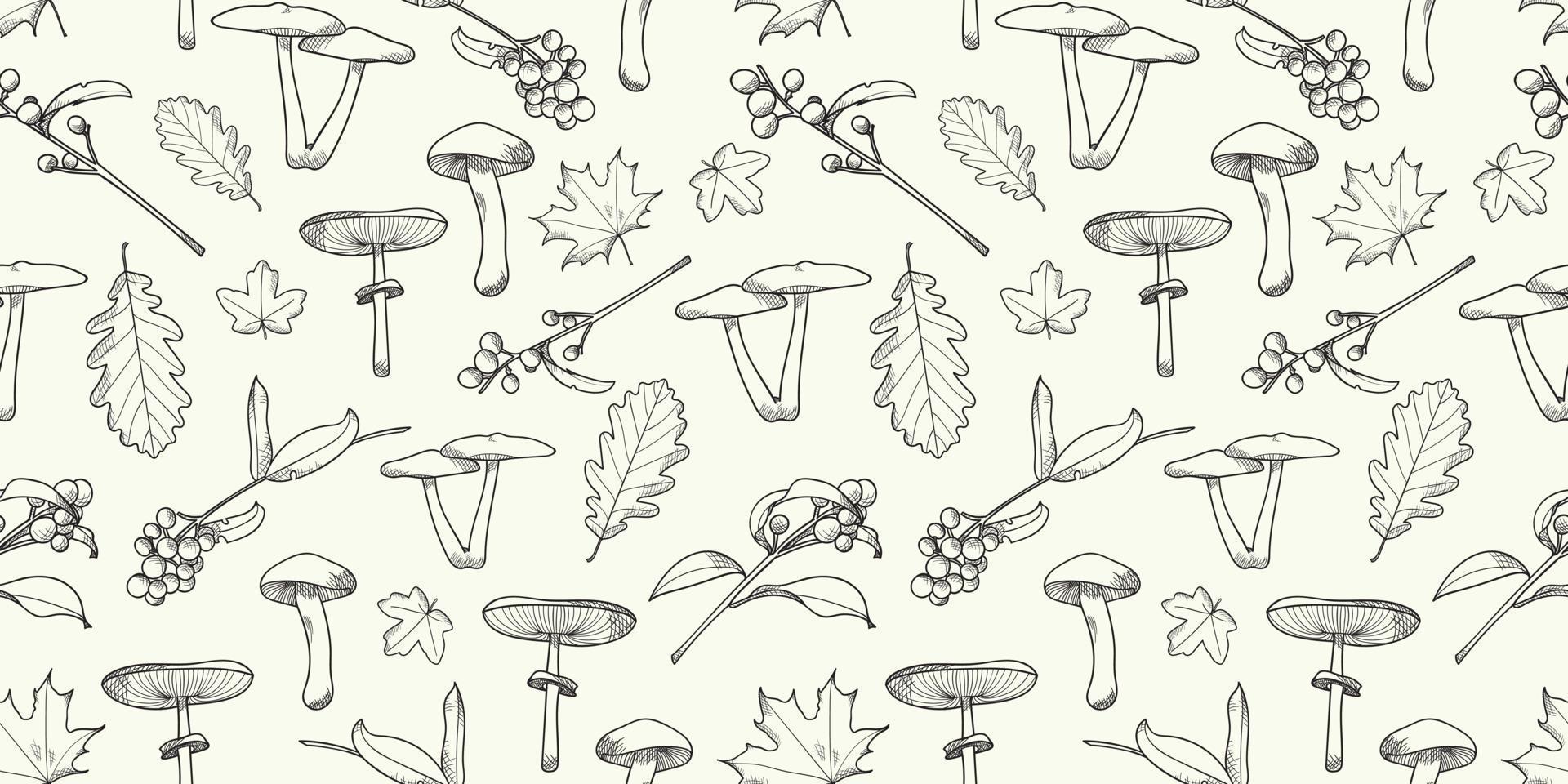 Botanical autumn seamless repeat pattern vector background