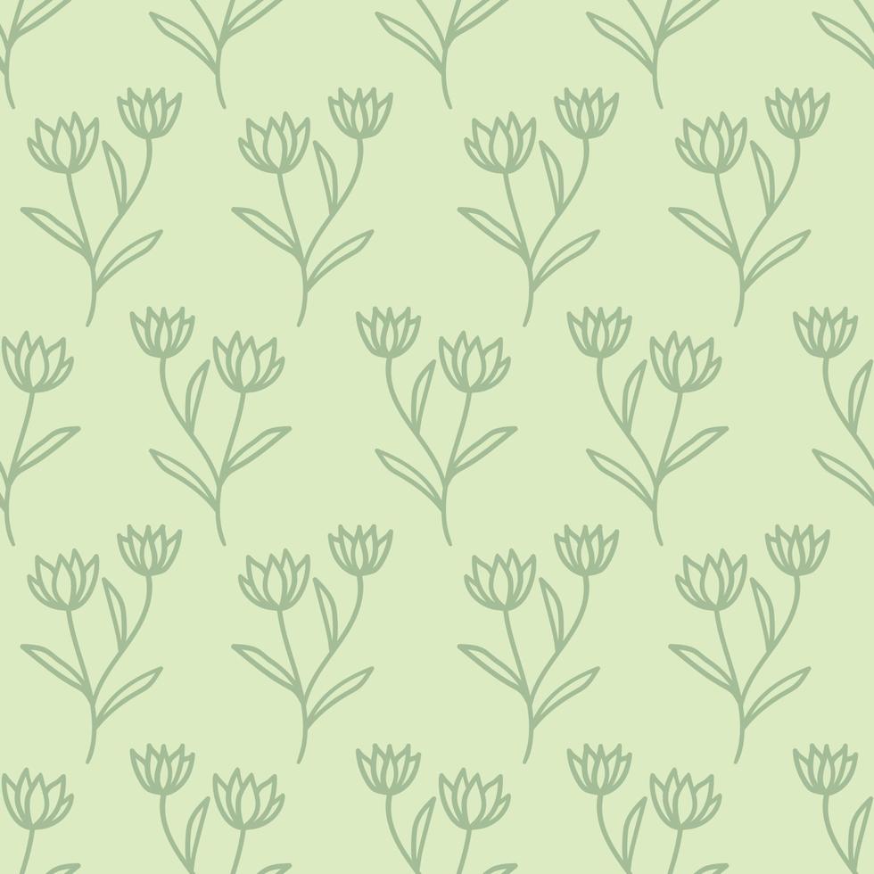 Green floral vector repeat pattern