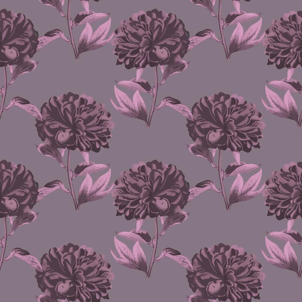 patrón floral de peonía, patrón vectorial repetitivo sin costuras vector