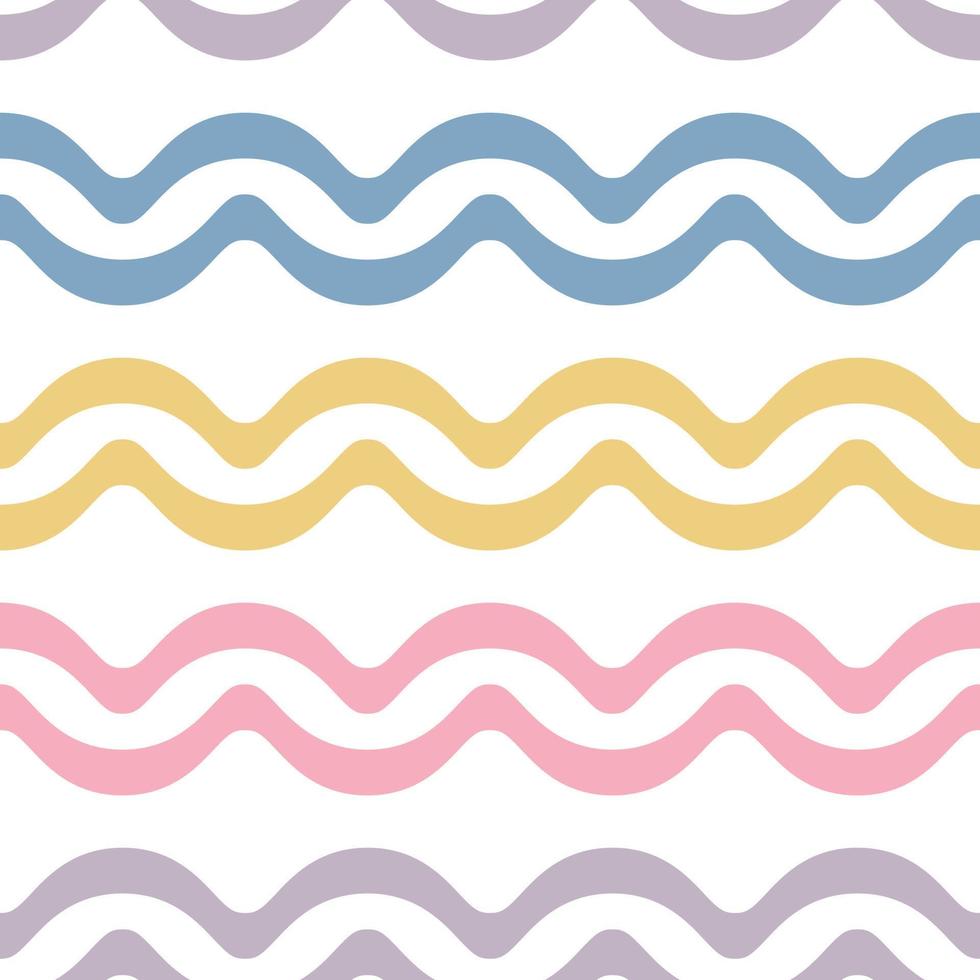 Colorful wavy stripes, geometric vector pattern, abstract repeat background