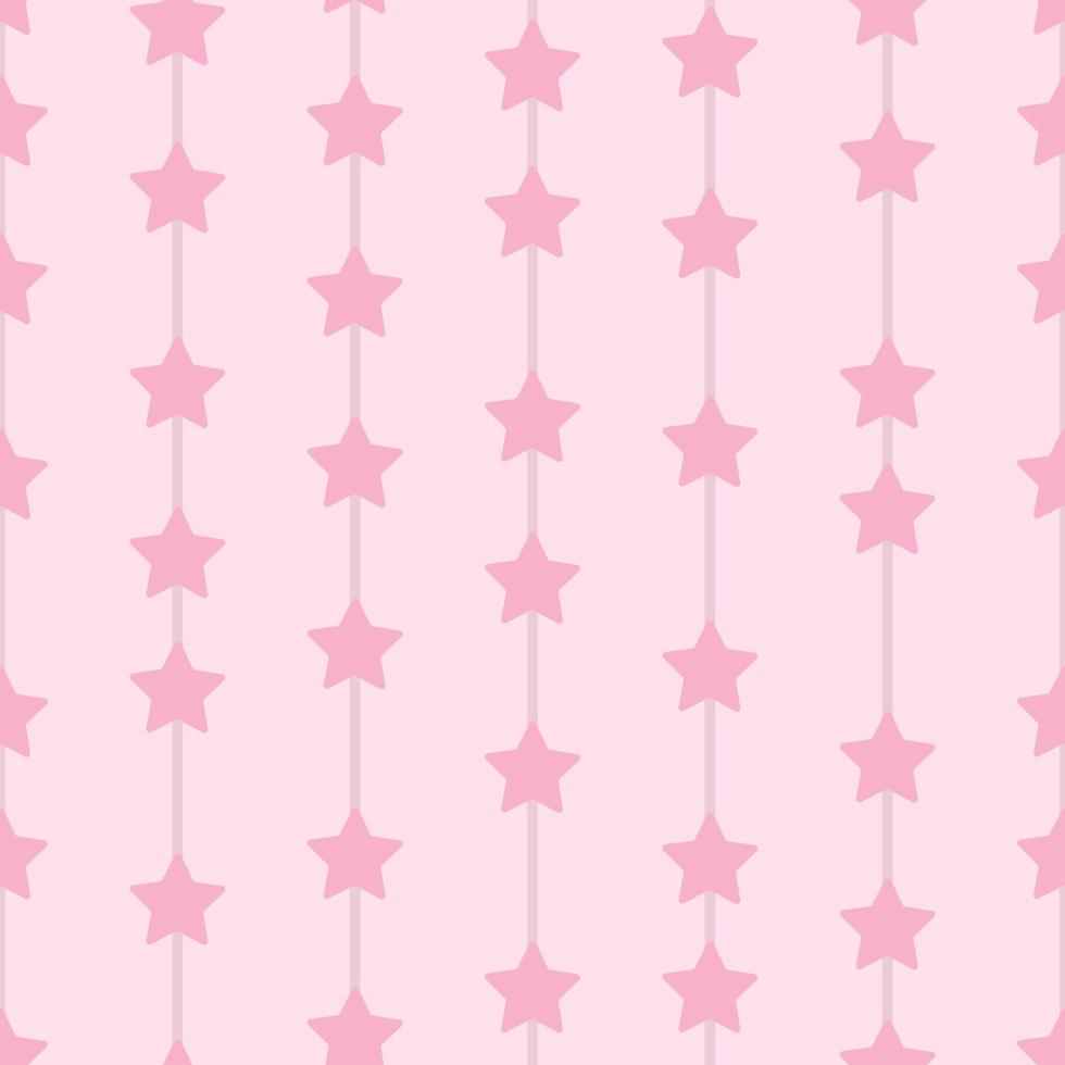 Pastel pink stars,  geometric vector pattern, seamless repeat, vertical stripes with star elements