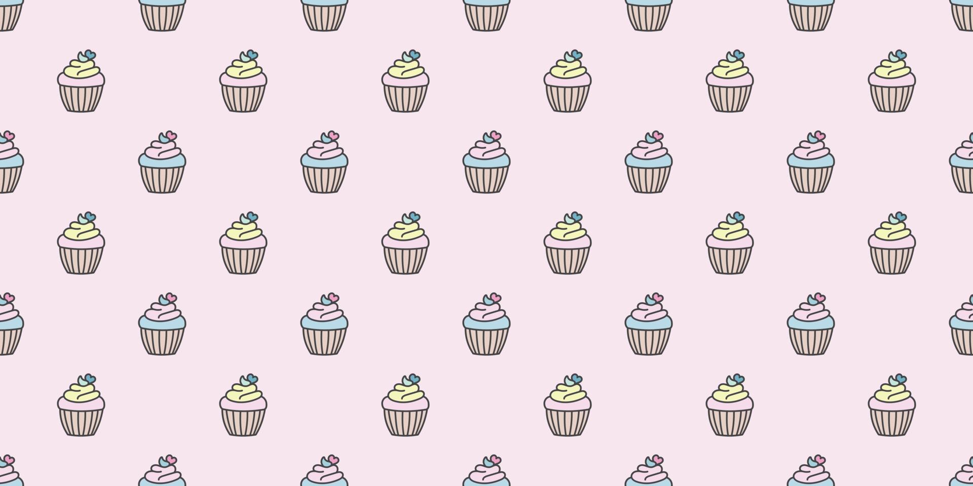 Cupcake pattern vector background, muffin wallpaper,