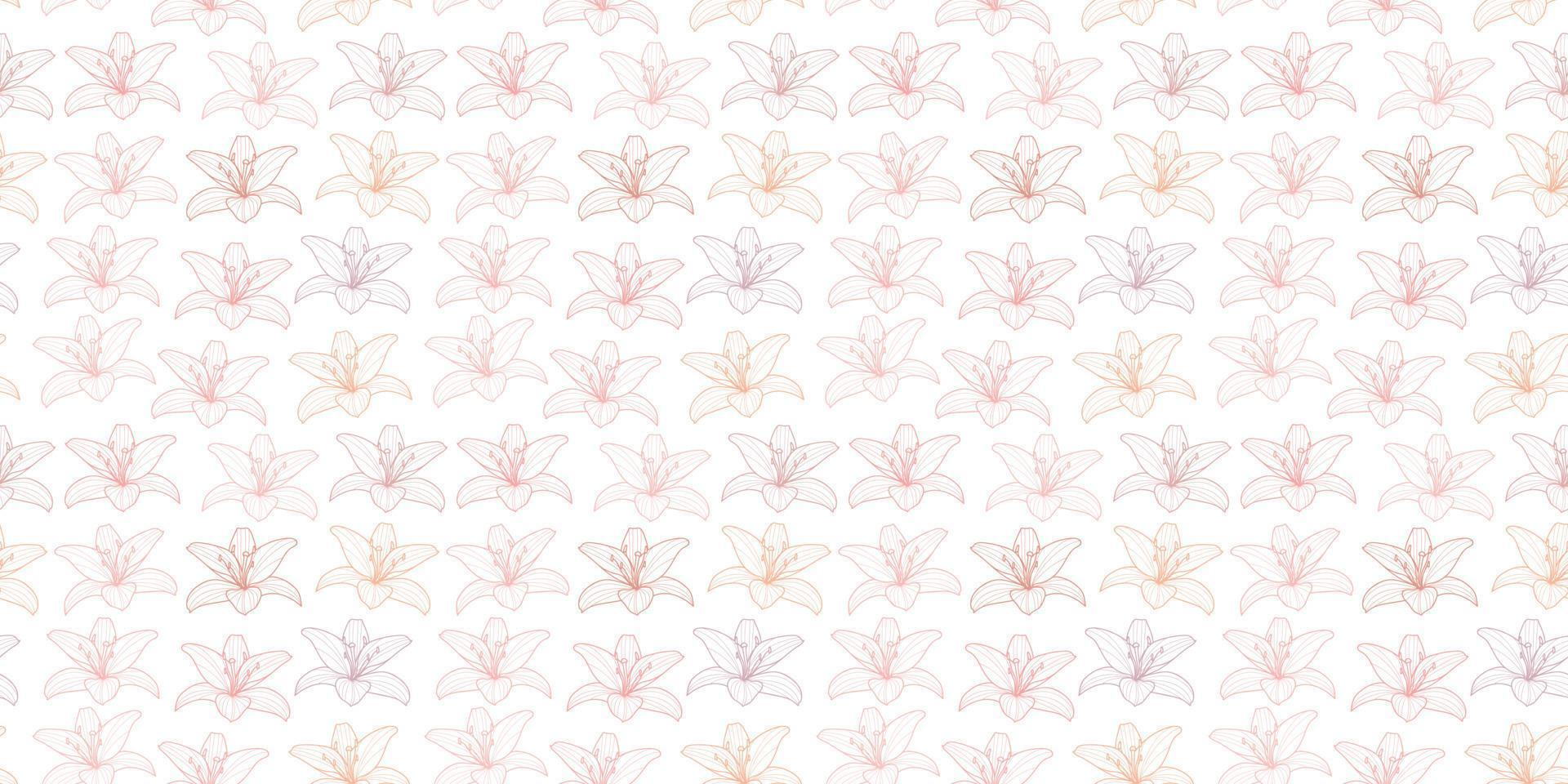 Pastel floral pattern, lilies repeat pattern vector background