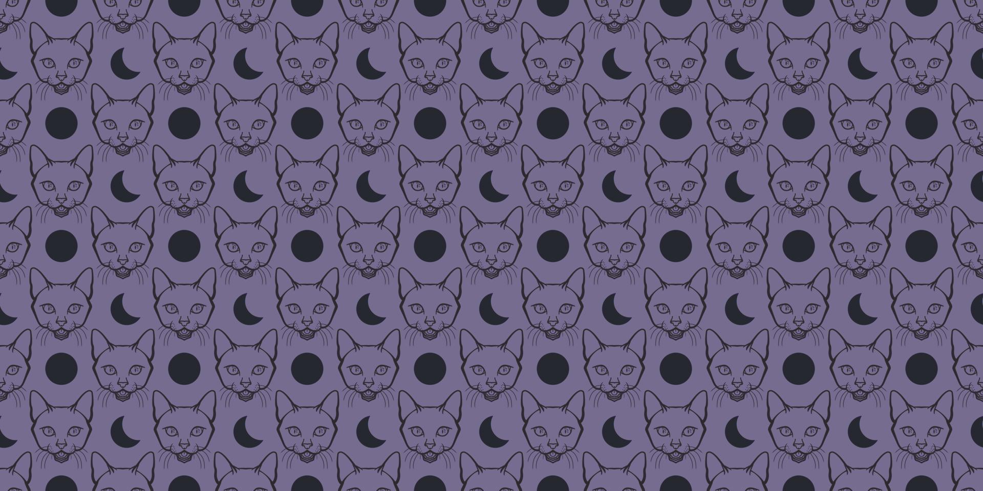 Cat seamless repeat pattern, Halloween vector background