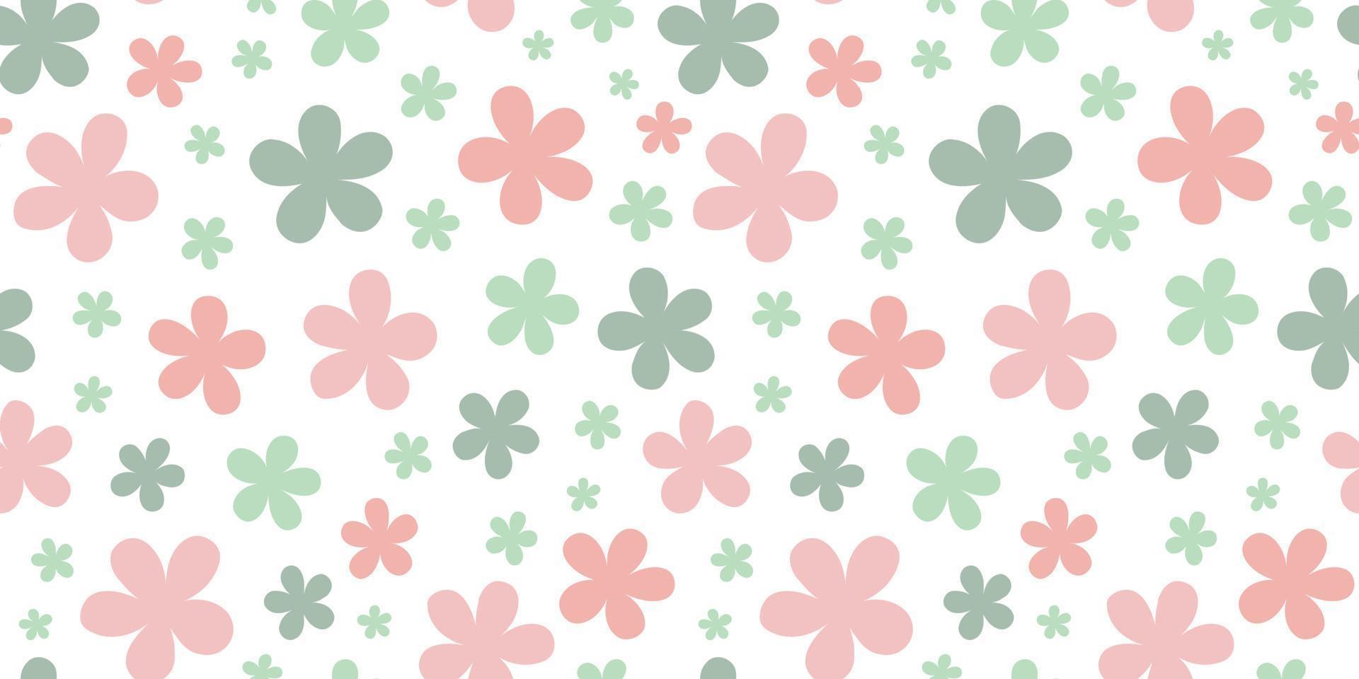 Spring background, floral pattern design with pastel flower doodles vector