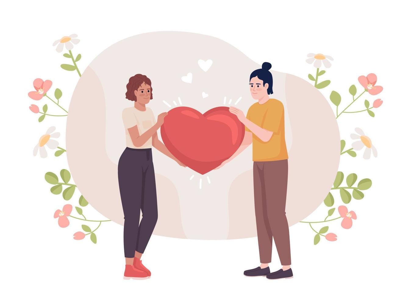 Supportive relationship flat concept vector illustration