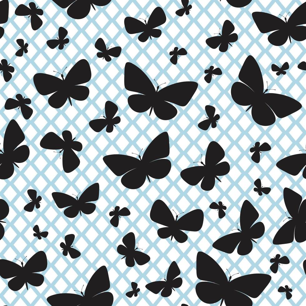 Black butterfly silhouette pattern on textured pastel background vector
