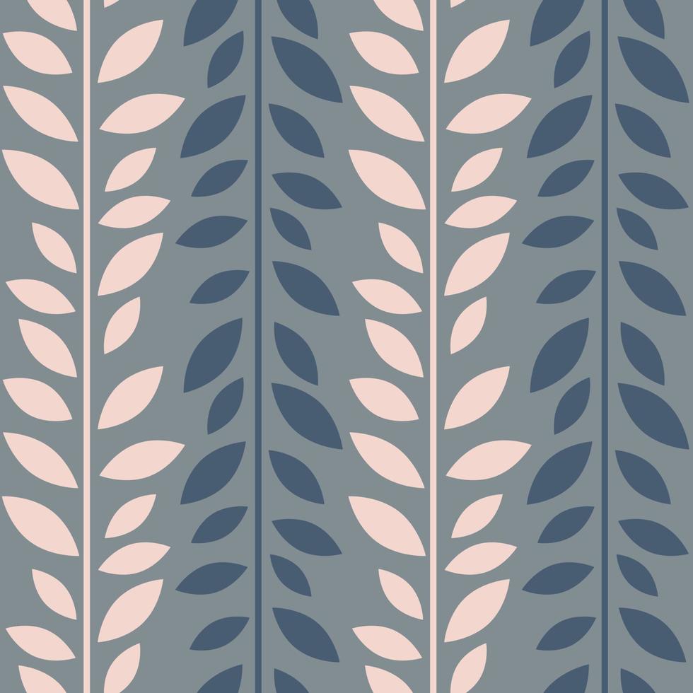 Simple leaf vector pattern, seamless botanical print, garland background