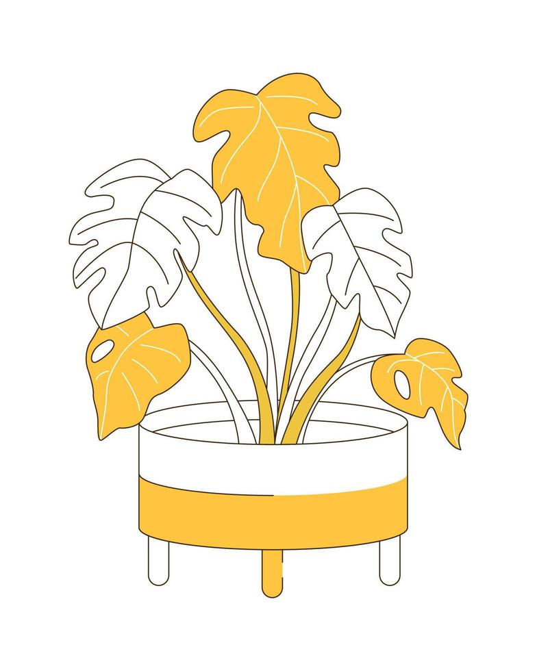 Large monstera plant flat color linear vector object