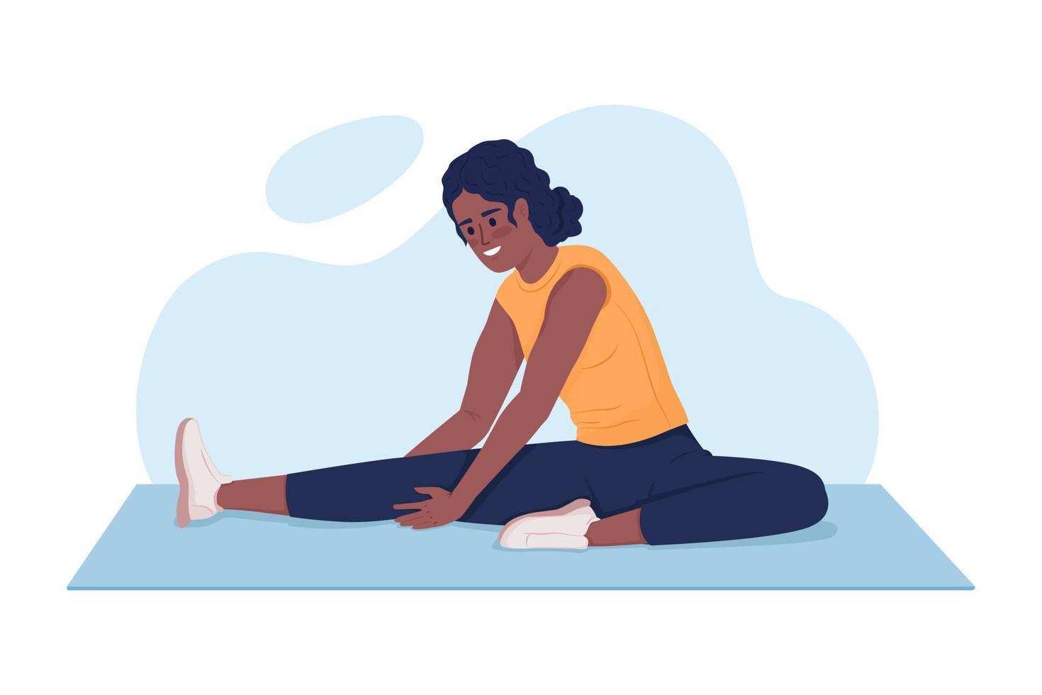 mujer estirando entrenamiento 2d vector ilustración aislada. ejercicios de  flexibilidad personaje plano de fitness sobre fondo de dibujos animados.  colorida escena editable para móvil, sitio web, presentación 16181654  Vector en Vecteezy