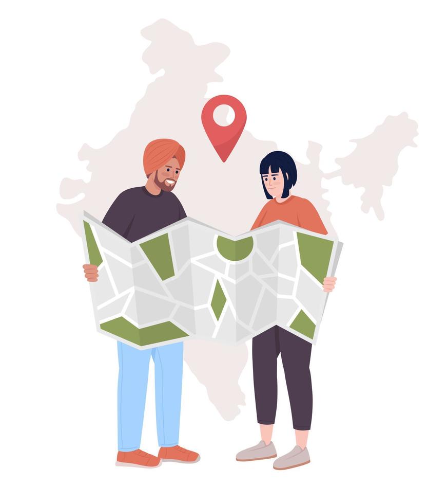Travel locally together with partner 2D vector isolated illustration. Relationship activity flat characters on world map background. Colorful editable scene for mobile, website, presentation