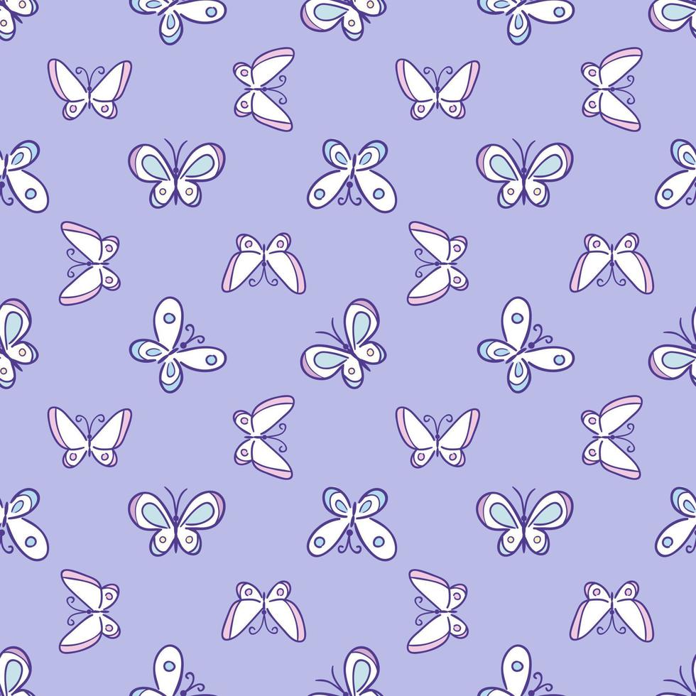 Purple butterfly vector pattern, adorable repeating design