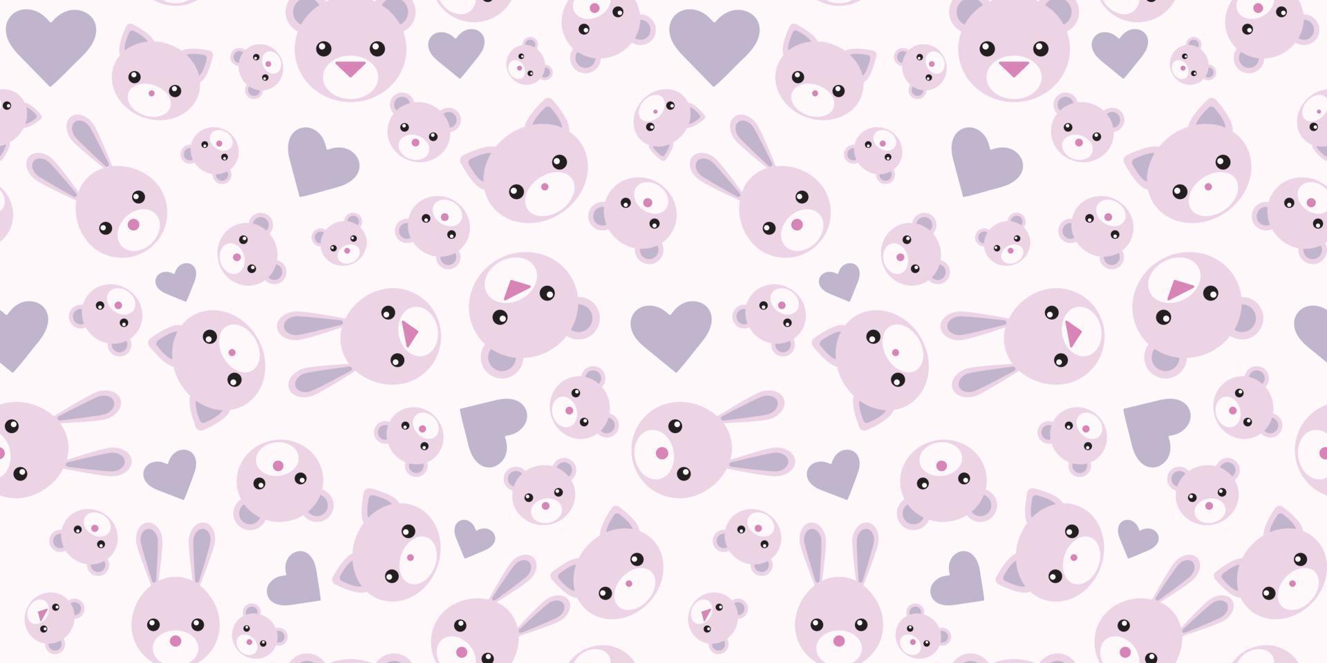 Cute animal seamless repeat pattern background vector