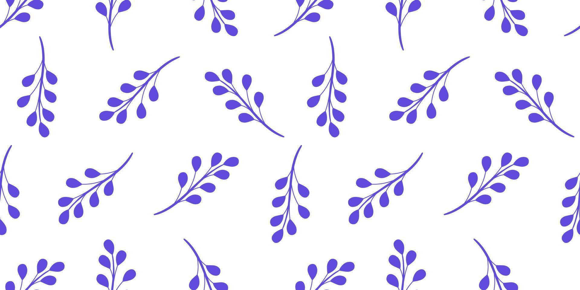 Blue vector background with leaves, seamless pattern