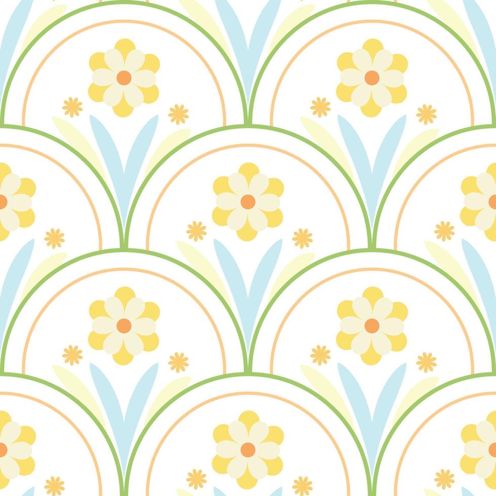 Floral fish scale pattern, colorful vector background