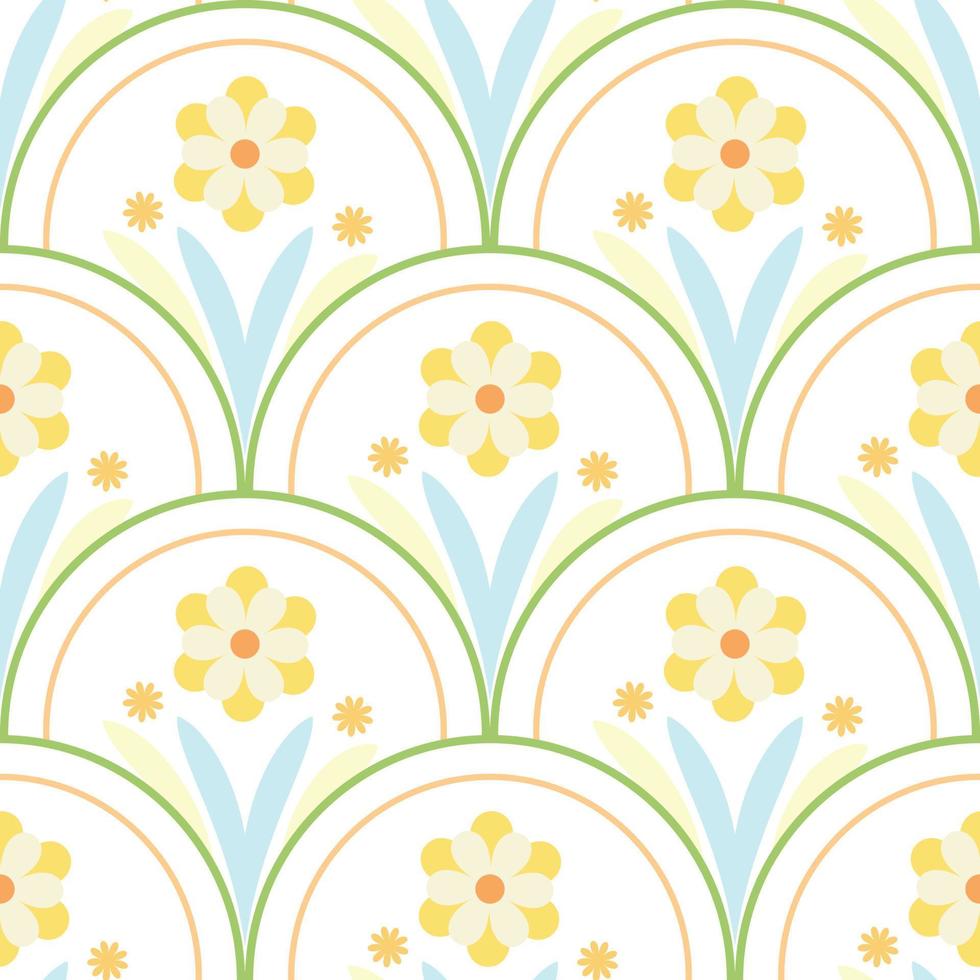 Floral fish scale pattern, colorful vector background