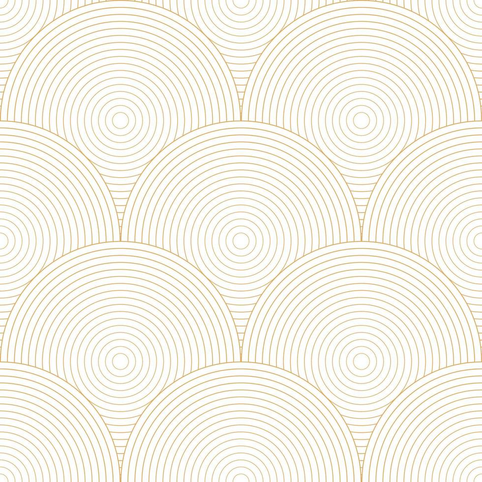 Gold and white geometric pattern, fish scale print, seamless repeat vector