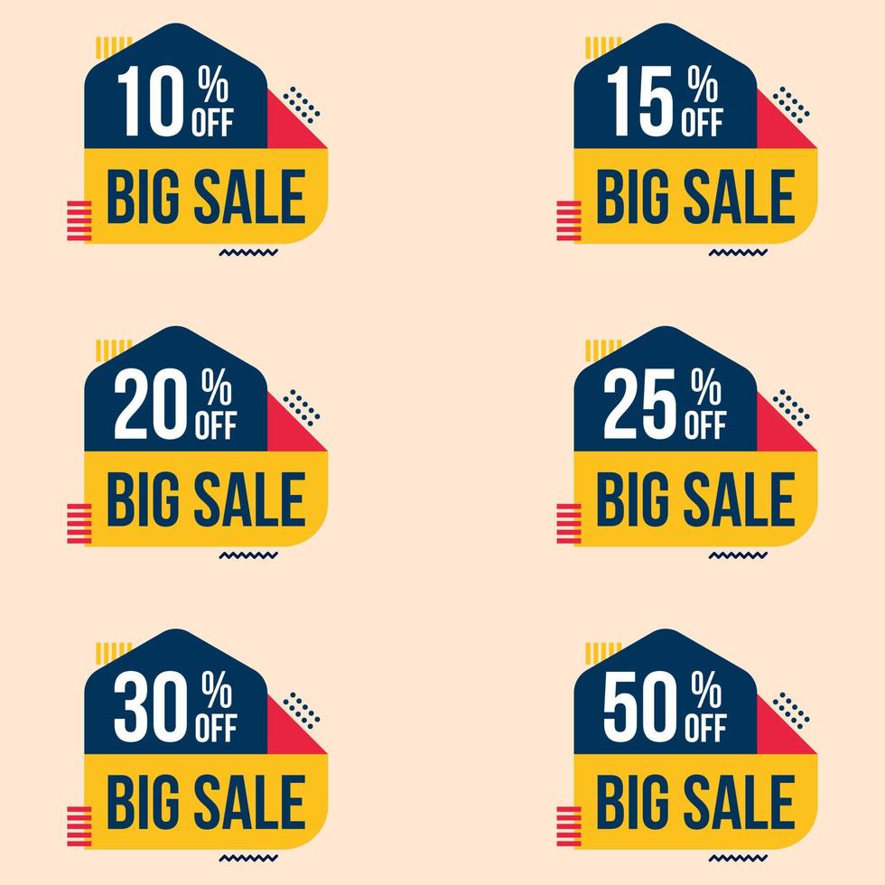 different percent discount sticker and price tag set offer banner vector