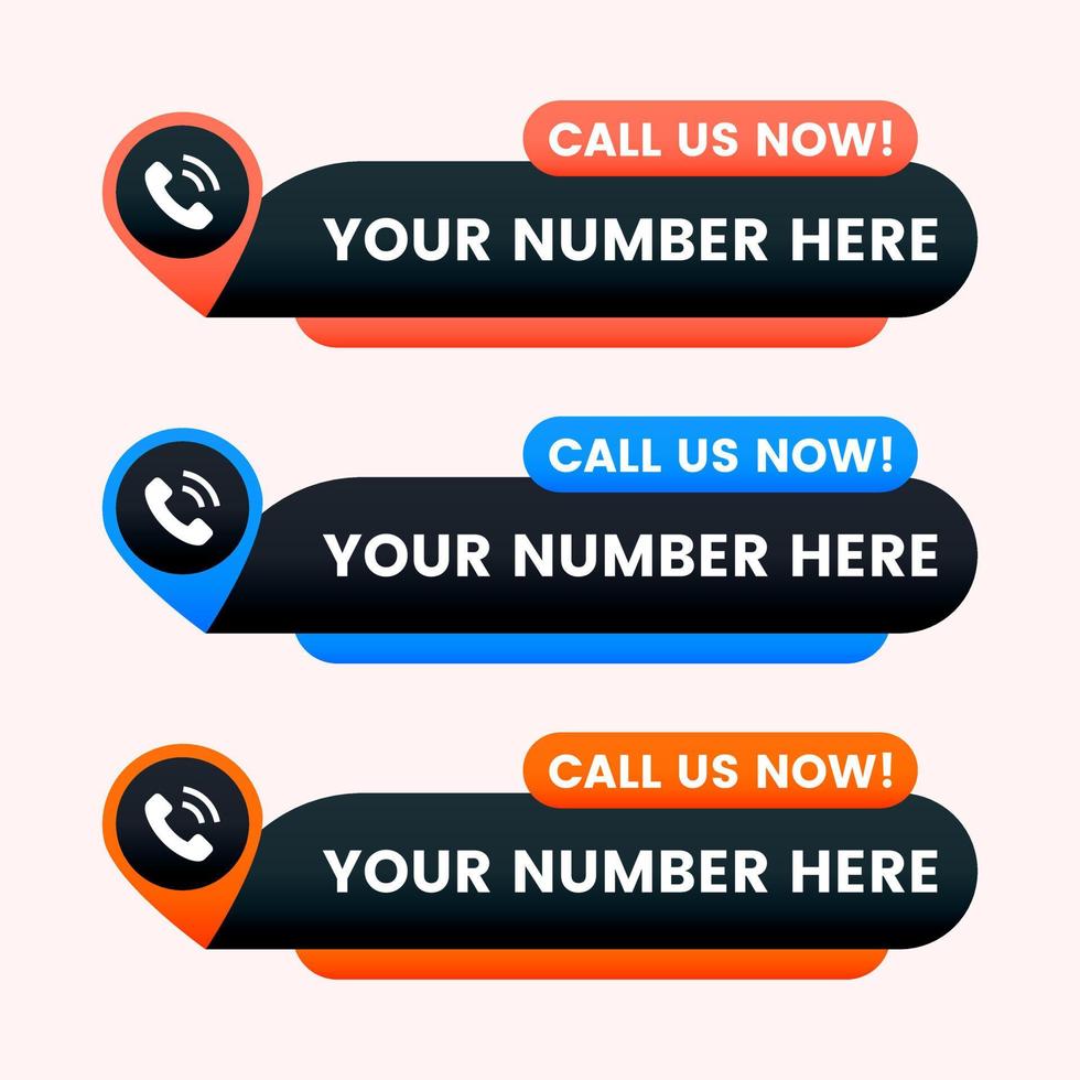 Call us now button call sign with your number vector