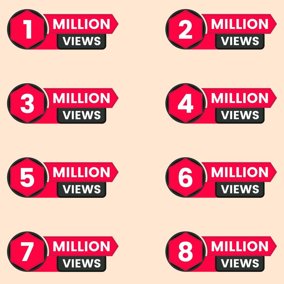 views celebration button set vector