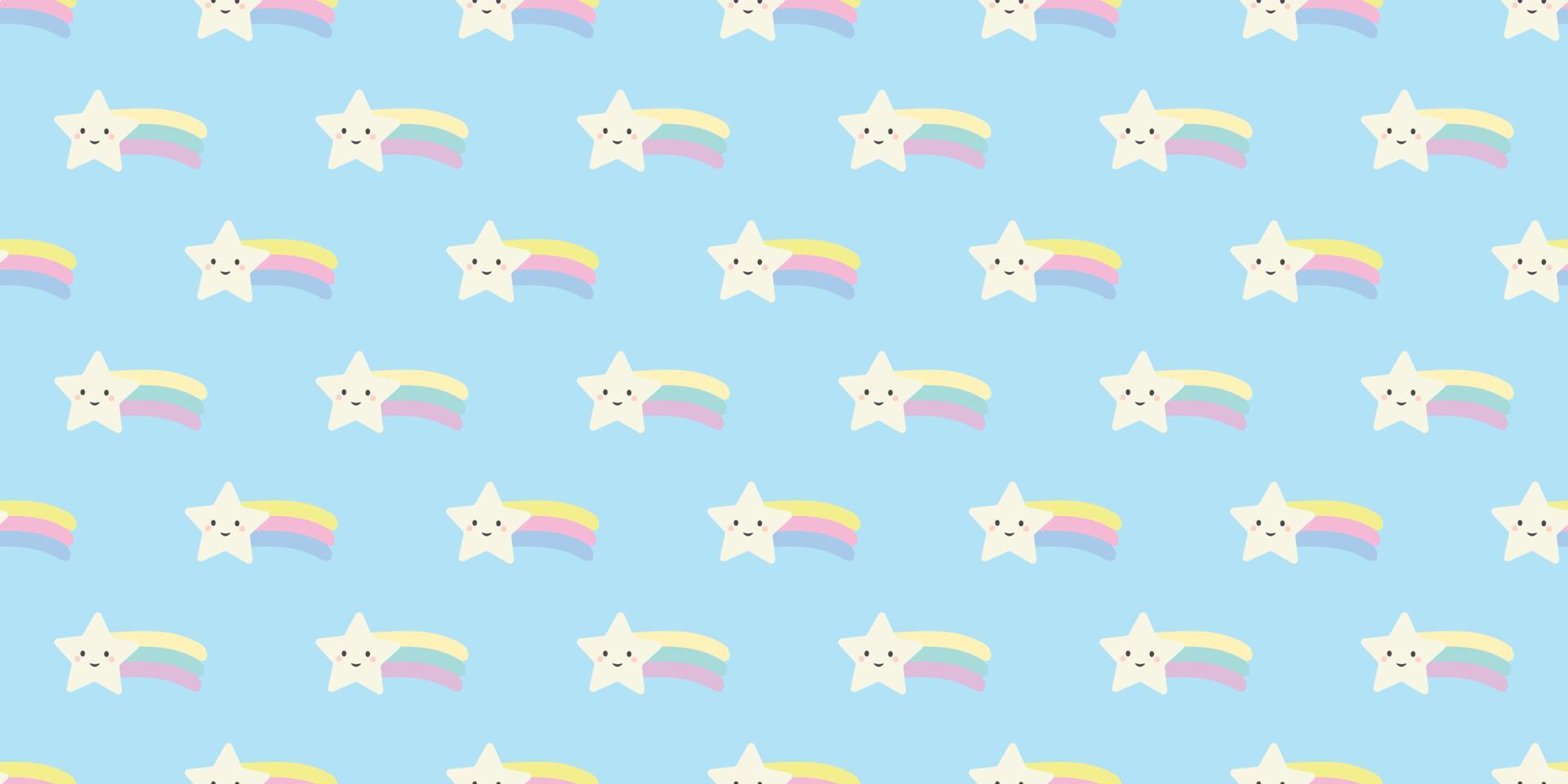 Cute shooting star repeat pattern background vector. vector