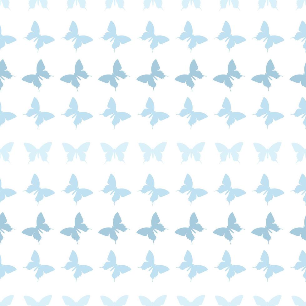 Blue seamless repeat pattern butterfly silhouette vector