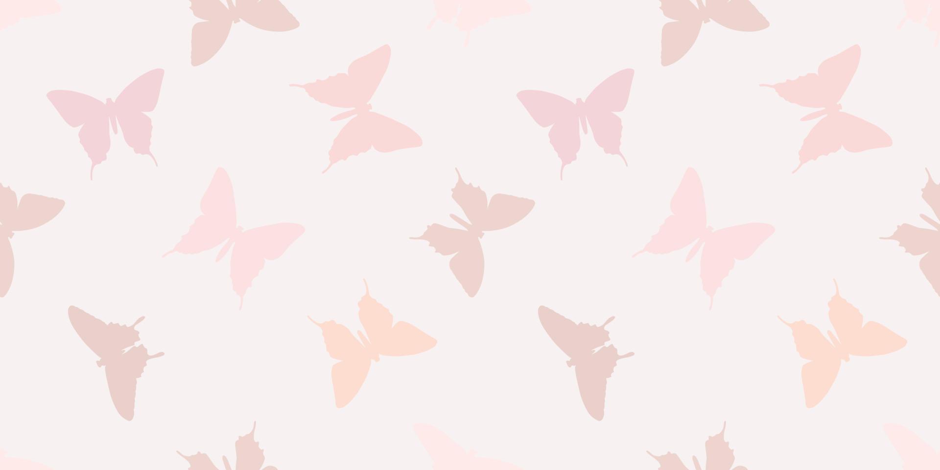 Fondo de patrón de vector transparente de silueta de mariposa