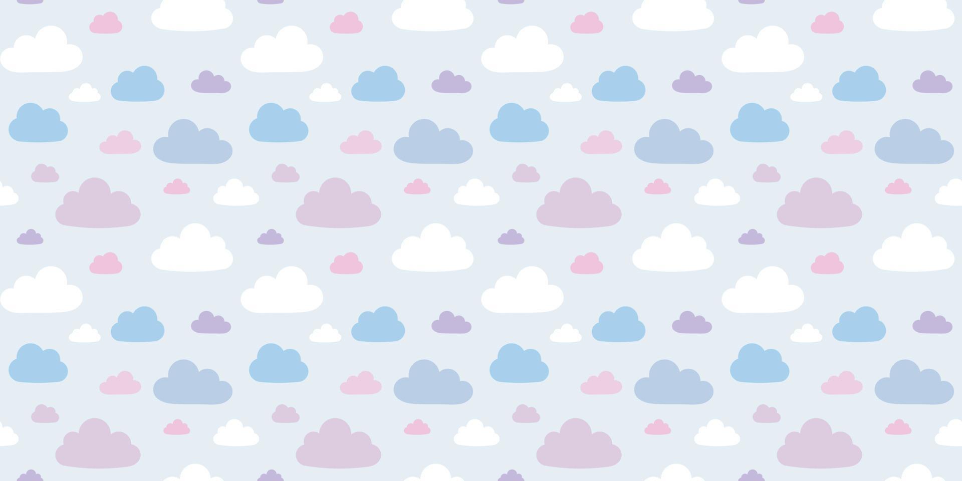 Pastel clouds seamless repeat pattern vector background