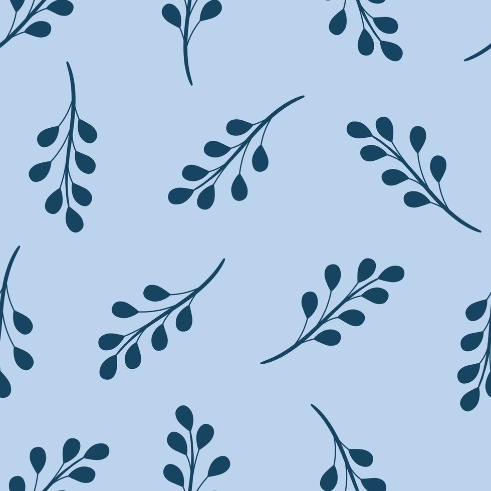 Blue leaf pattern, seamless vector repeat