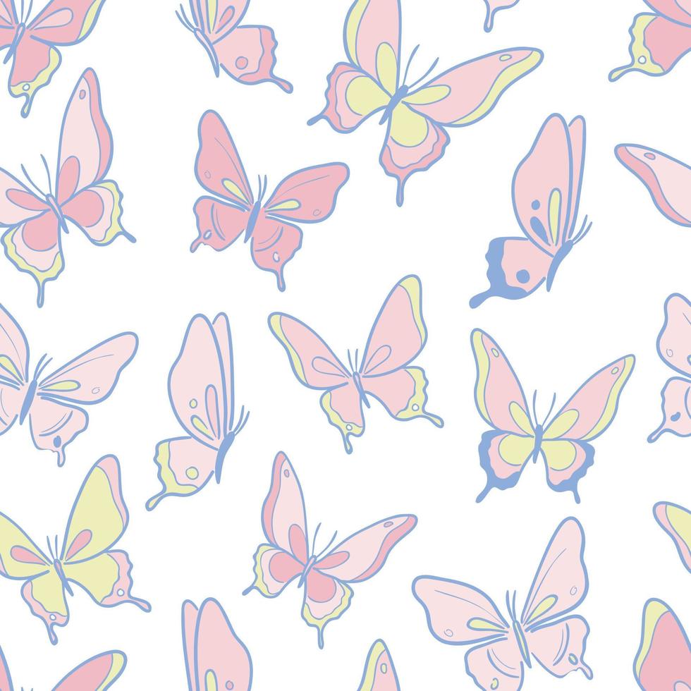 Pastel butterfly vector pattern background.