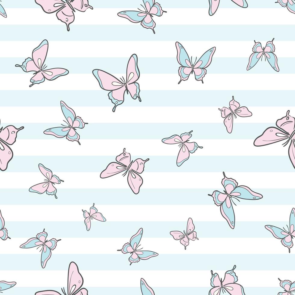 Pastel butterfly seamless repeat pattern design, cute butterfly vector