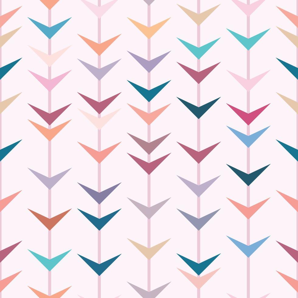 Colorful arrows, geometric vector pattern, seamless repeat, vertical stripes with triangles